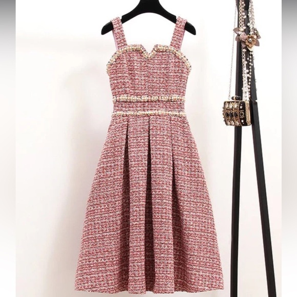 Pink Tweed Dress with Jacket - Picture 8 of 9